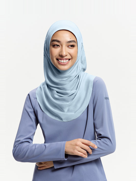 Tudung Sukan Segera Lilitan Active-Biru Muda