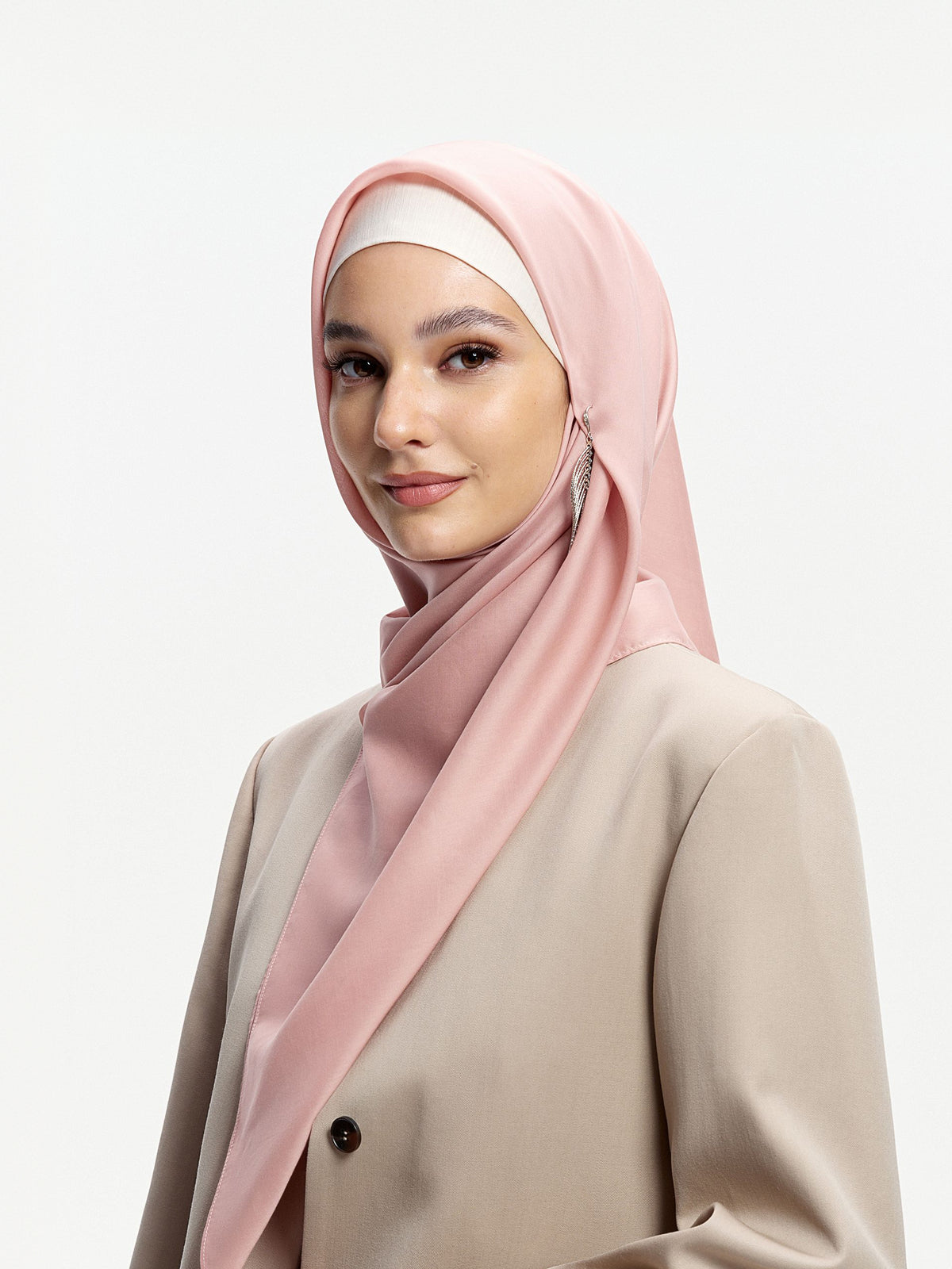 Bawal AirVeil 100% Tencel-Kelabu Merah Jambu