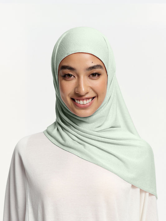 Selendang Linen Tencel Jersi- Hijau Kelabu Muda