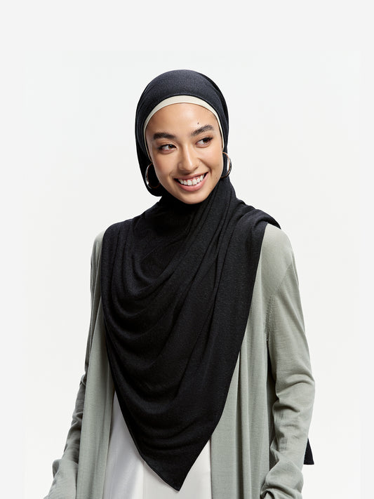 Selendang Linen Tencel Jersi- Hitam