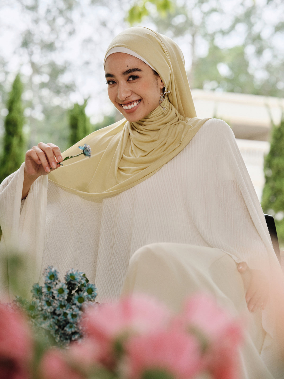Selendang Rajut Tencel CloudFlow-Hijau Buah