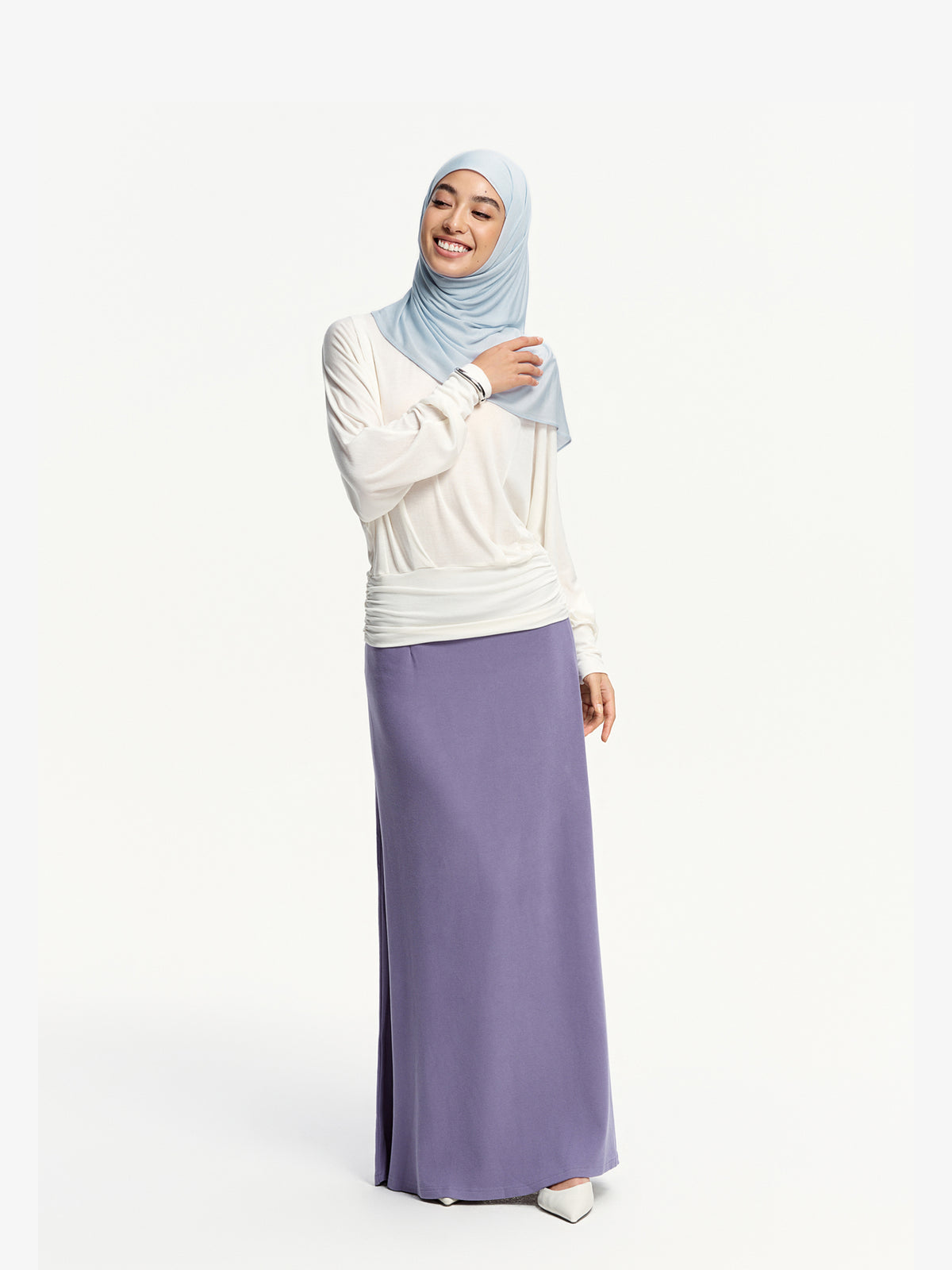 CloudFlow Lightweight Tencel Shawl- Light Grey Blue