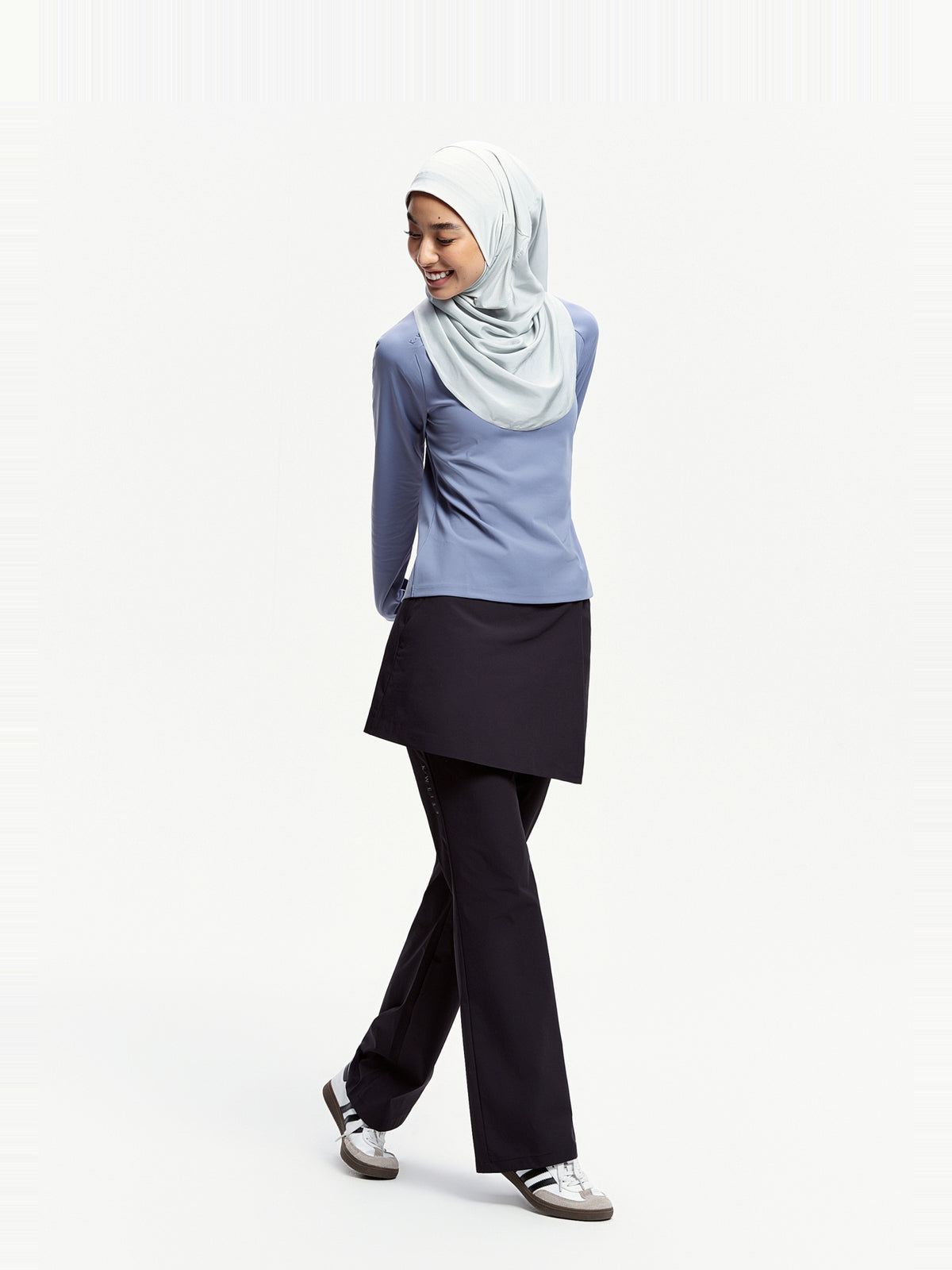 Tudung Sukan Segera Lilitan Active-Kelabu Via