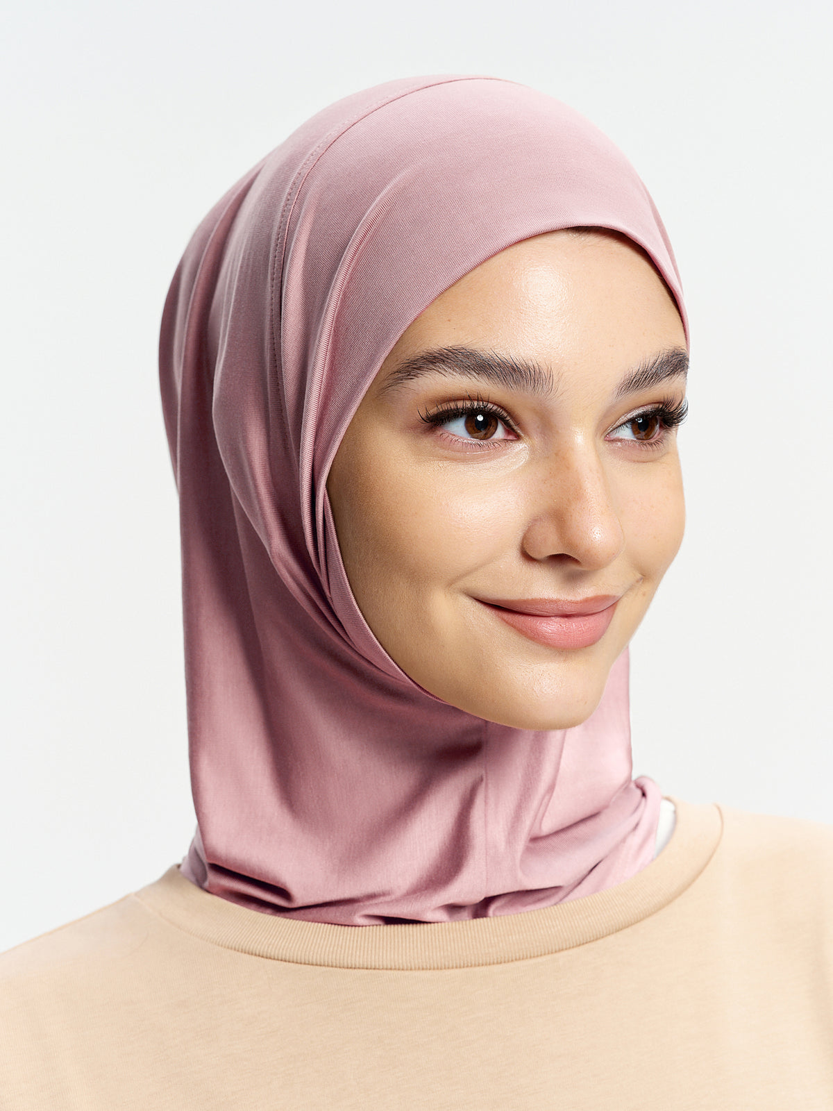 Cooling Tencel  Inner Cap with Neck Cover-Pink