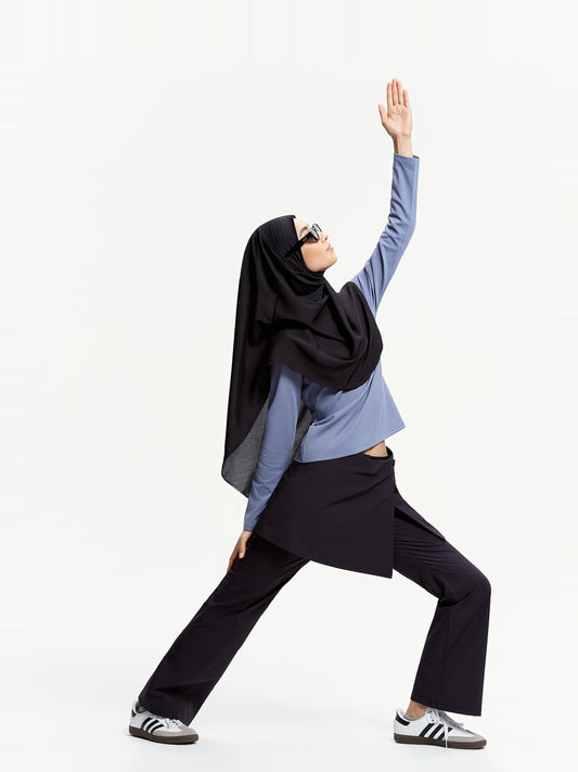Tudung Sukan Segera Lilitan Active-Hitam