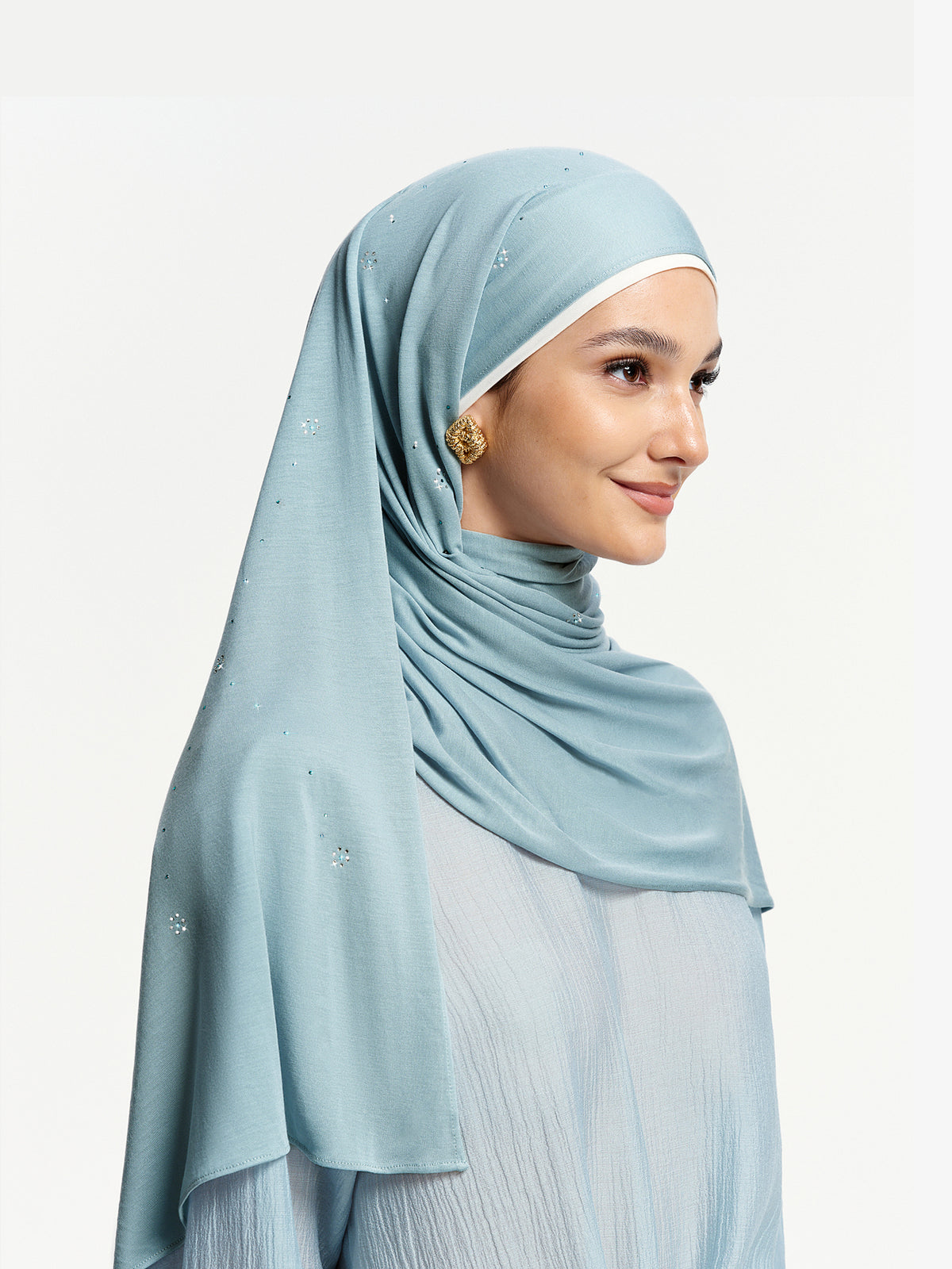 Selendang Starlight Bercahaya Awan – Biru Batu Tulis