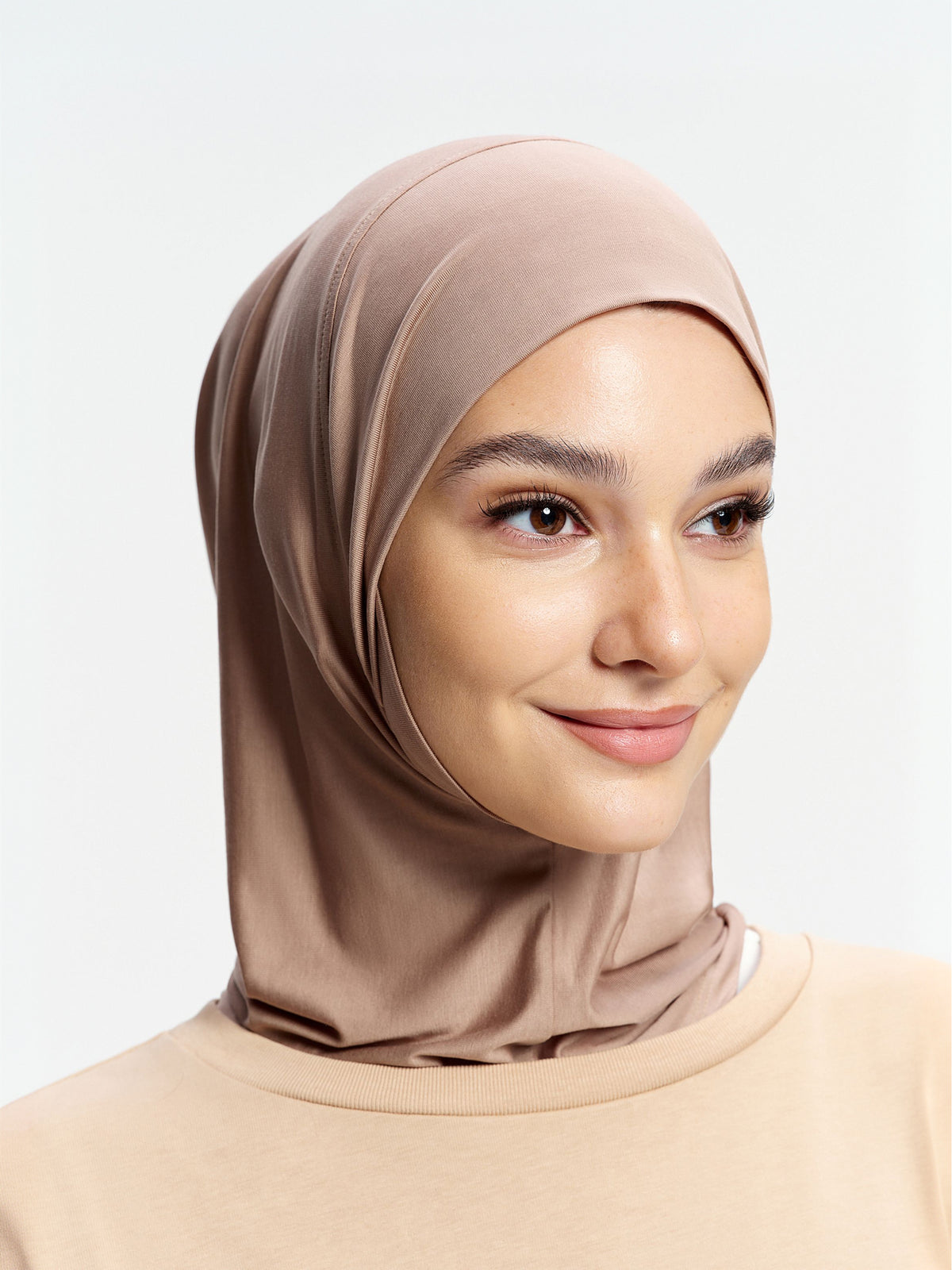 Cooling Tencel  Inner Cap with Neck Cover-Caramel