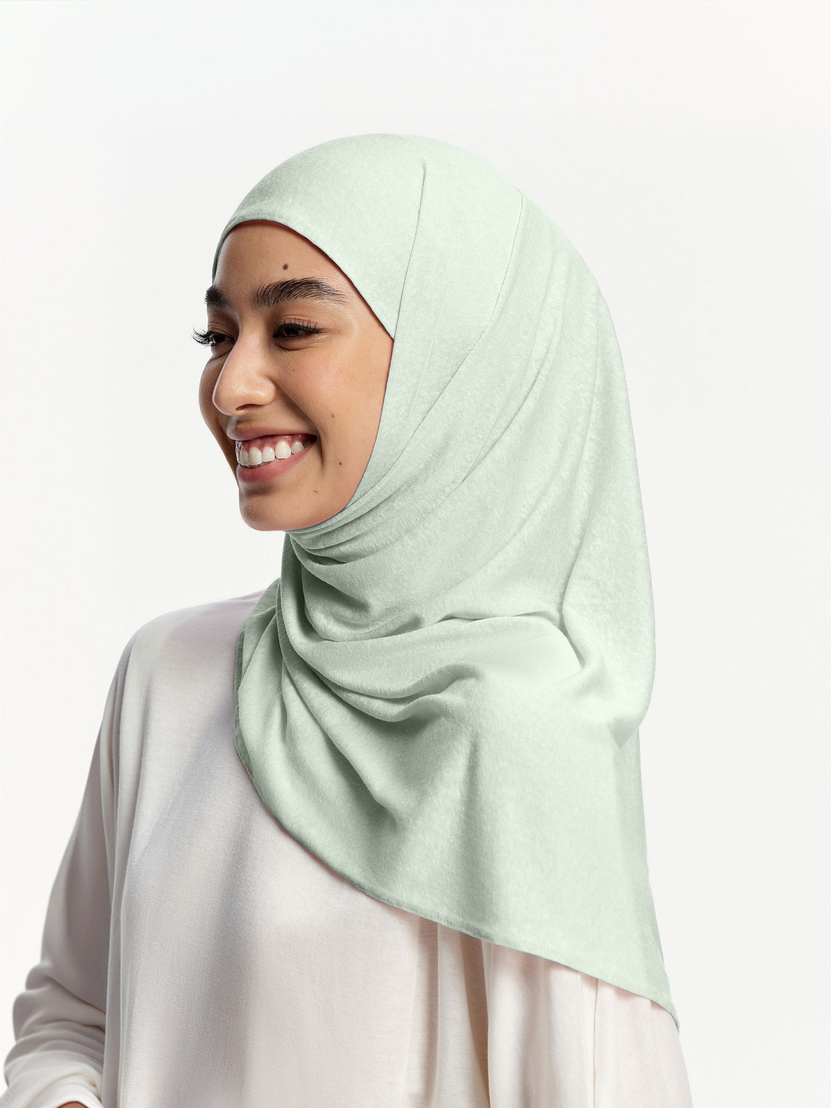 Selendang Linen Tencel Jersi- Hijau Kelabu Muda