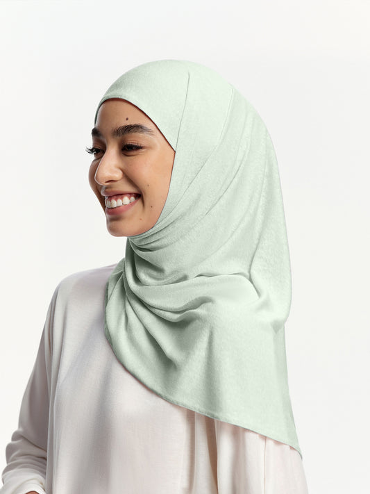 Selendang Linen Tencel Jersi- Hijau Kelabu Muda