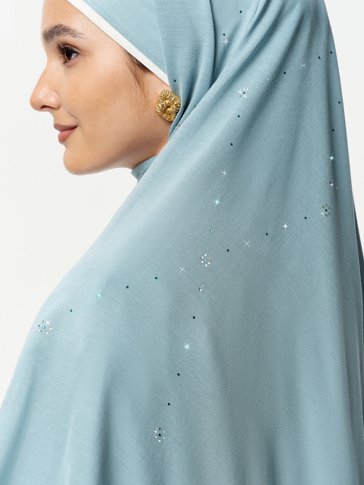 Selendang Starlight Bercahaya Awan – Biru Batu Tulis