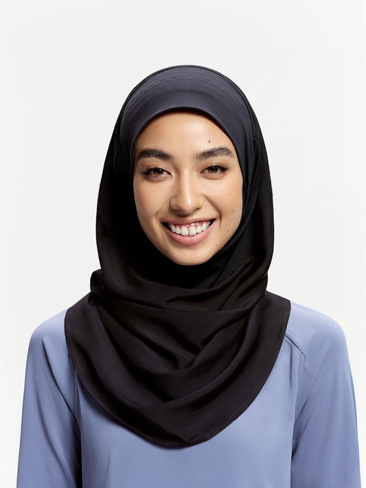Tudung Sukan Segera Lilitan Active-Hitam