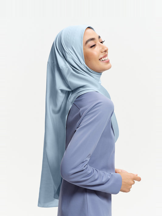 Tudung Sukan Segera Lilitan Active-Biru Muda