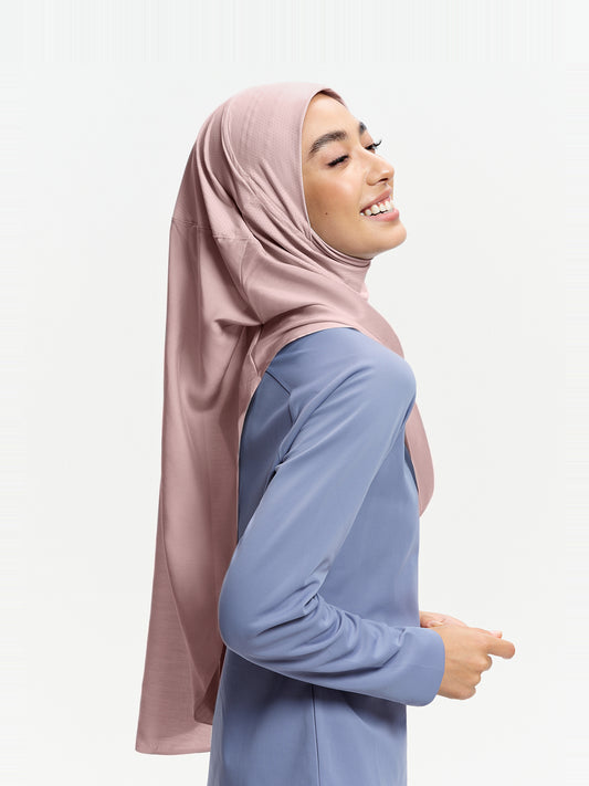 Tudung Sukan Segera Lilitan Active-Rose Kusam Muda