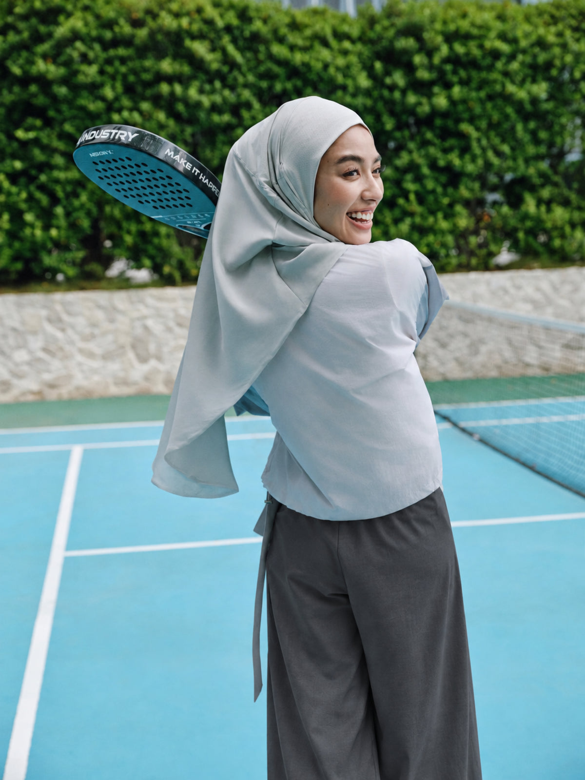 Tudung Sukan Segera Lilitan Active-Kelabu Via