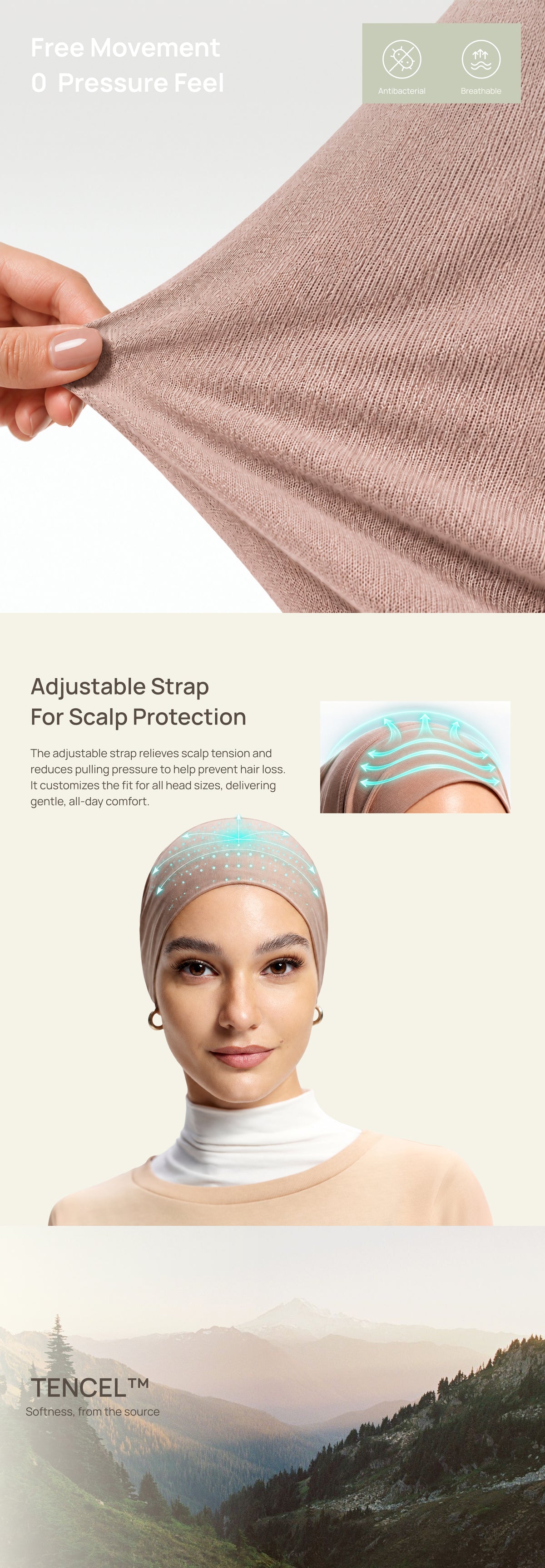 CoolTouch Pull-On Inner Cap-Grey Green