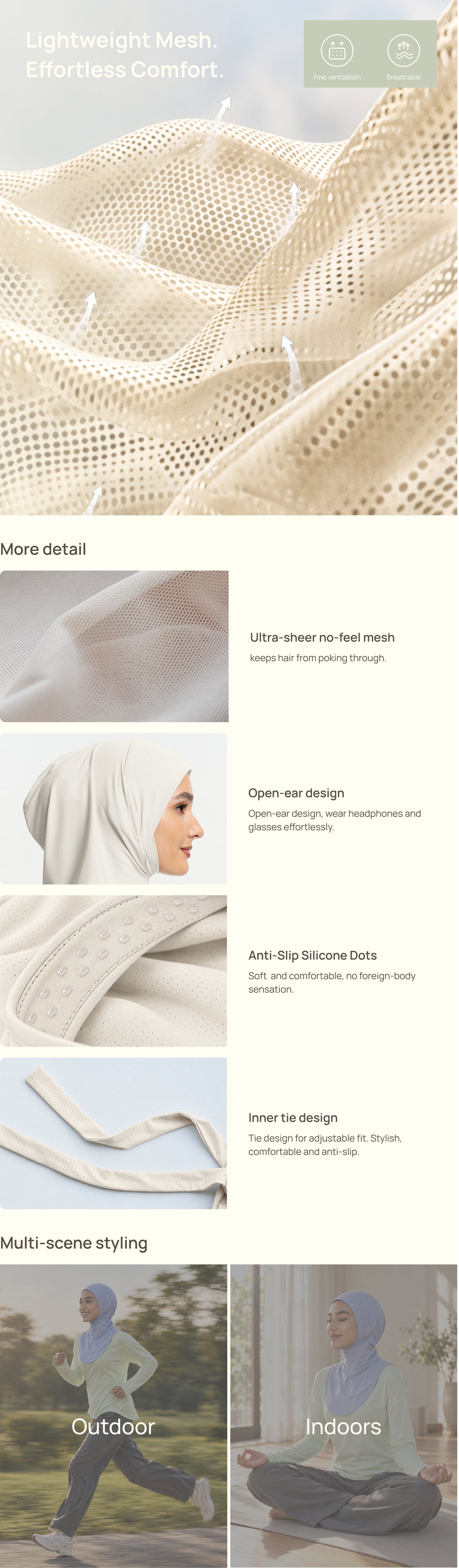 Active Breathe Neck-Cover Sports Hijab-Light Dusty Rose
